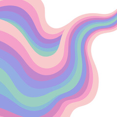 Abstract wavy pastel rainbow background with curved colorful stripes for creative designs