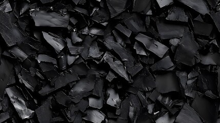 Close-up view of fragmented dark material.
