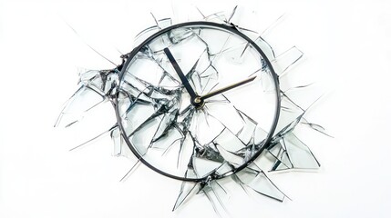 A broken clock reflecting as a working one, white background