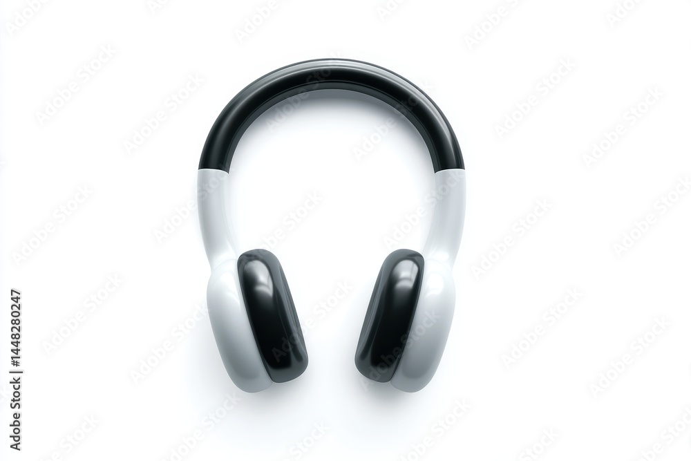Poster 3d headphones icon representing audio technology with a minimalist and hyper-realistic design on a w