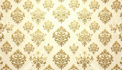 Intricate floral damask pattern in elegant gold and cream , pattern, motif