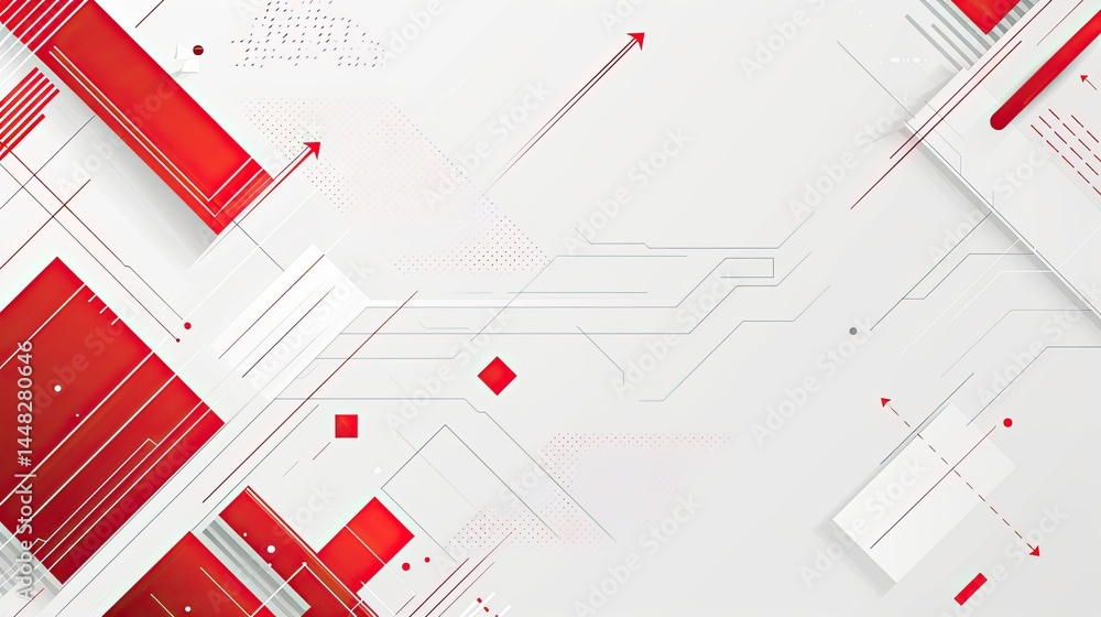 Aufkleber abstract geometric design featuring red and white shapes and lines for digital backgrounds.