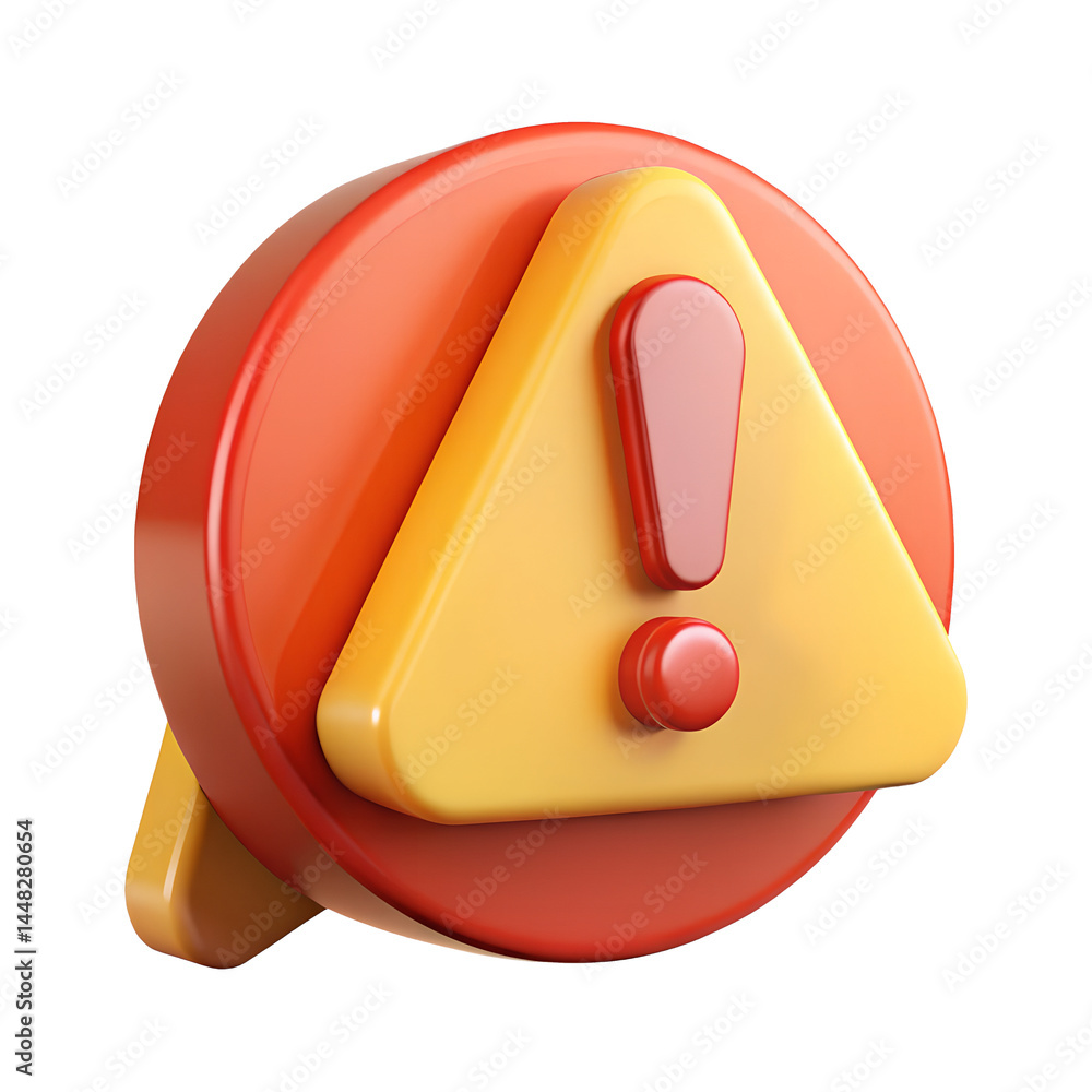 Poster warning sign alert notification danger error caution attention exclamation mark safety 3d render ico