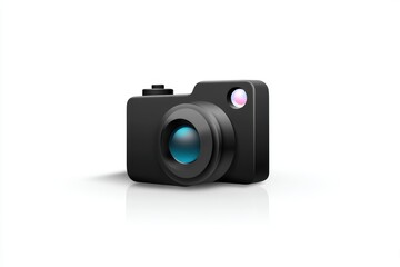 3D camera icon designed in minimalist realistic style isolated on white background for creative projects and design purposes
