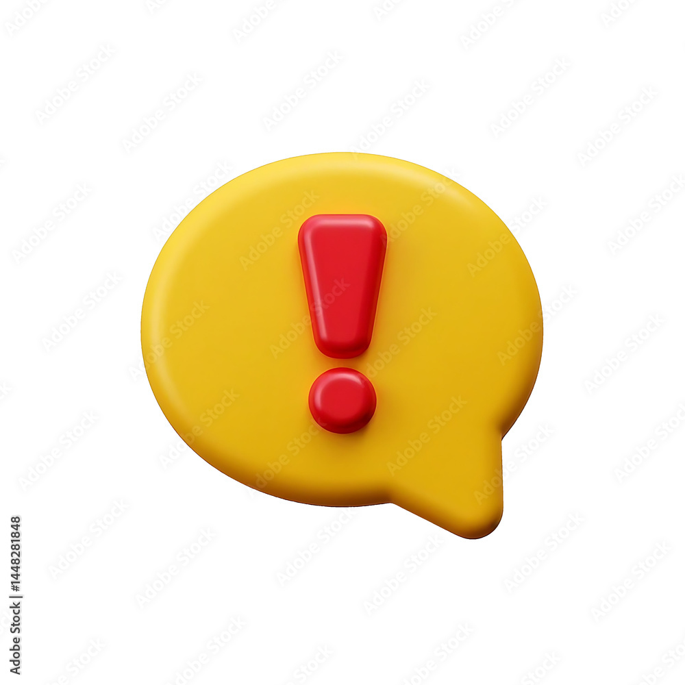 Poster yellow speech bubble with red exclamation point icon vector illustration attention warning alert err