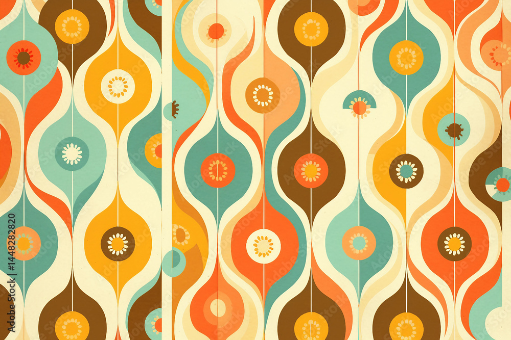 Aufkleber retro generative ai artwork featuring beautiful geometric patterns in warm tones for creative graphi