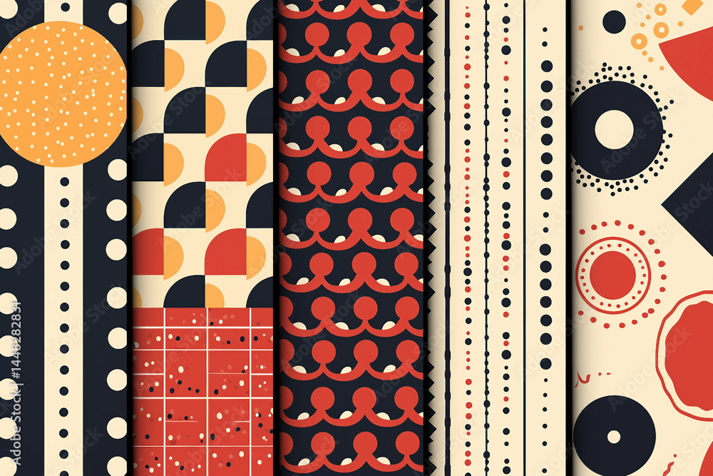 Poster retro generative ai artwork featuring beautiful geometric patterns in warm tones for creative graphi