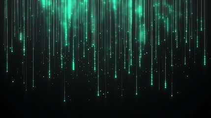 Fototapeta premium Glowing Green Binary Code Falling Against Digital Matrix Background