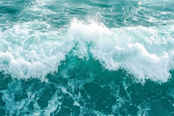 Turquoise olive green gentle breeze ocean wave during summer tide stock photo