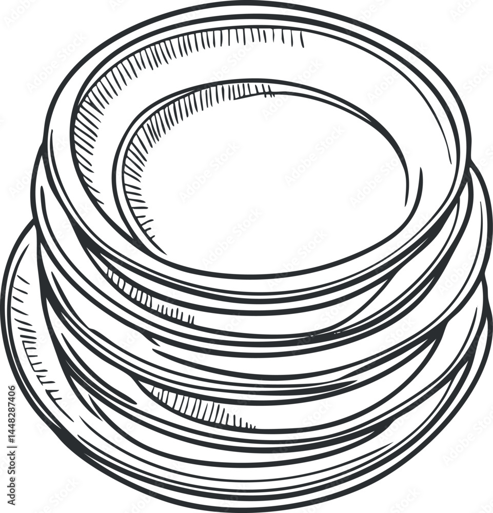 Poster hand drawn sketch of an empty round jar container with an open lid in black and white
