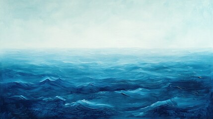 Fototapeta premium Subtle ocean gradient captured under soft morning light, blending calm aqua hues into deeper royal blues