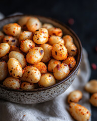 Bowl of Roasted Makhana Fox Nuts, a Healthy and Tasty Snack Option Enjoyed Anytime