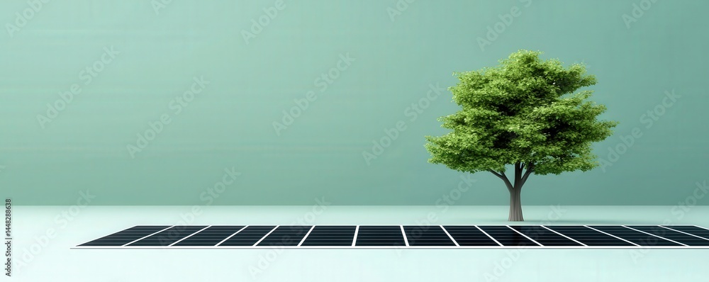 Poster energy efficiency conservation optimization concept. minimalistic illustration of a tree on a grid a
