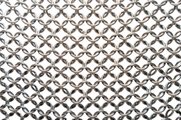 Part of a cloth woven from iron rings. Chainmail. On a transparent background, png