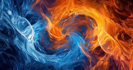 A vibrant swirl of blue and orange, representing dynamic energy and movement.
