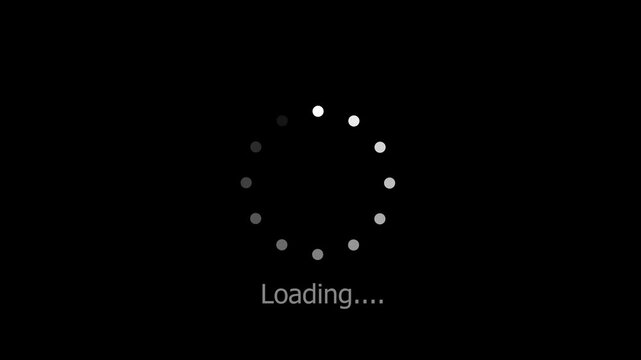 Dots, circle and animation icon for loading with waiting, slow connection and problem for online glitch. Sign, indicator and action for download progress with internet error icon animated video