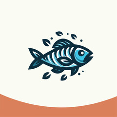 fish illustration icon with water