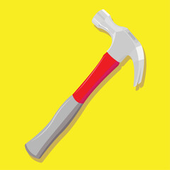 vector illustration of a  hammer isolated on yellow background