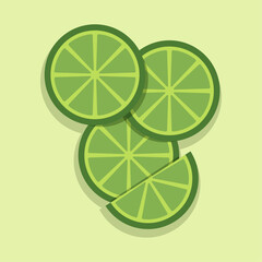 lime slices isolated on a light green background