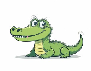 Fototapeta premium Flat design cartoon crocodile smiling with tiny teeth