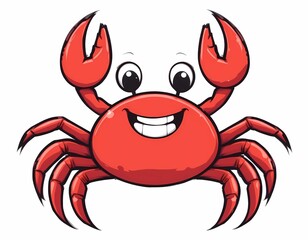 Flat vector illustration of a cartoon crab smiling