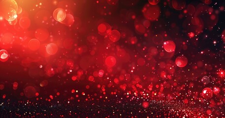 A vibrant abstract background featuring red and gold bokeh lights for festive themes.
