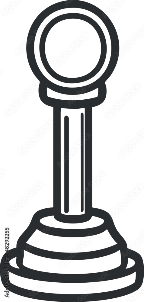 Poster black and white line art illustration of a joystick game controller with a circular handle and base