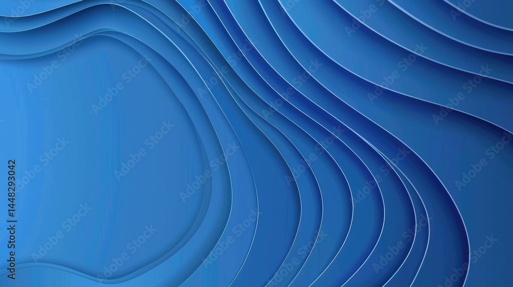 Poster abstract blue waves with layered design, creating a modern digital background.