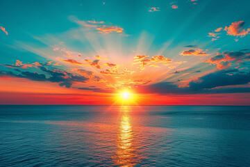 Adorable  stunning beauty of adorable  sun setting over adorable  ocean creates the captivating display of vibrant colors, calm waters, the harmonious blend of adorable  sky earth, leaving viewers in 