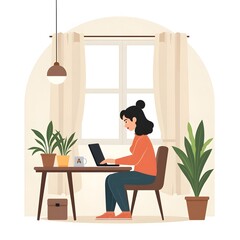 Remote Work A Woman Working From Home at Her Desk