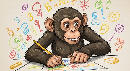 Funny Primate Crayon Sketch Loop Animation
A whimsical crayon-style sketch and looped animation of a funny chimpanzee doodling and walking across paper. 