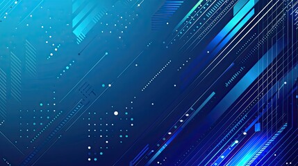 Abstract blue geometric background with lines and dots for digital design.