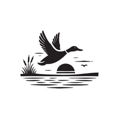 Obraz premium duck vector silhouette clip art logo illustration