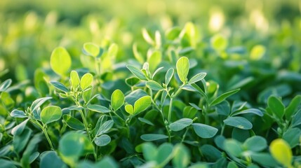 Obraz premium Lush Green Plant Growth with Fresh Leaves in Natural Sunlight