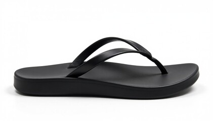 Single black flip-flop isolated on white background , slipper, accessories, flip flop