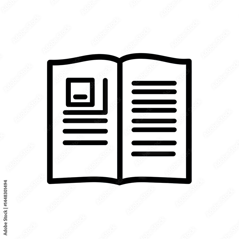 Poster an open book displaying text and images on its pages. placed on a wooden table with a blurred backgr