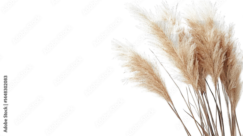 Poster a close-up view of soft. feathery pampas grass swaying gently against a dark background. creating an