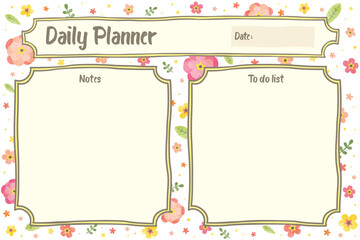Back to school daily weekly monthly planner with floral flower decoration background journal list memo classroom timetable schedule for kids student teacher in purple pink hand drawing template