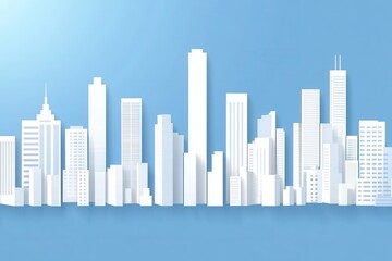 Minimalist skyline silhouette against a blue background, perfect for modern design projects