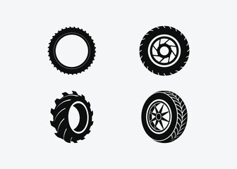 Vector Various Illustration Tire Types on a White Background © MdTaz