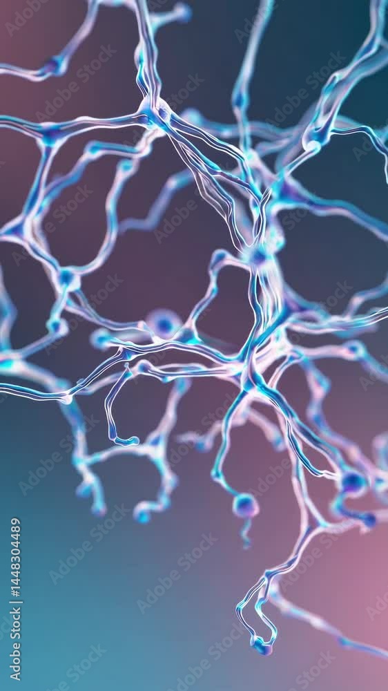 Poster dynamic neural network animation with flowing connections and bluepurple gradients