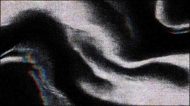 Chromatic VHC grain texture with abstract holographic light waves on a black futuristic digital background