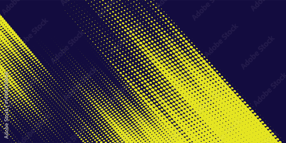 Aufkleber yellow halftone on blue background. vector dotted sparkles or halftone shine pattern texture pop art