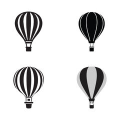 Fototapeta premium Four Black and White Hot Air Balloon Silhouettes