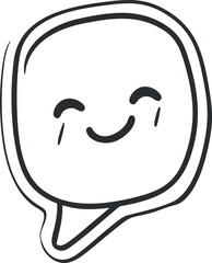 Cute smiley face icon with happy expression in a simple black and white outline style