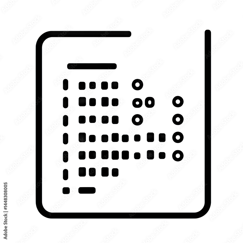 Poster a minimalist calendar icon featuring a grid layout with circular markers. symbolizing organization a