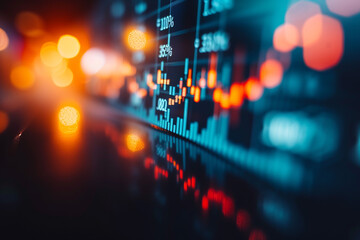 Selective focus on a candlestick graph chart of stock market investment trading showcases the finance and investment concept
