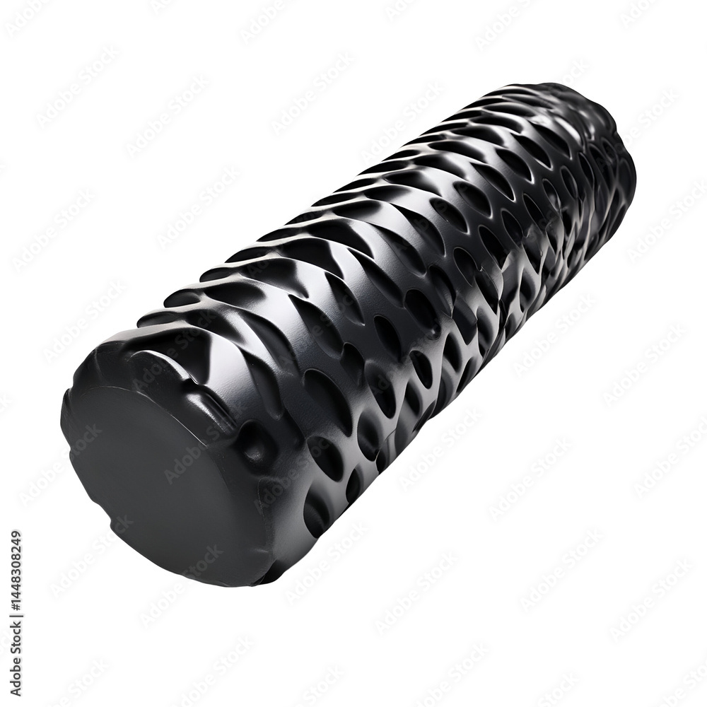 Poster dark gray cylindrical object with textured pattern