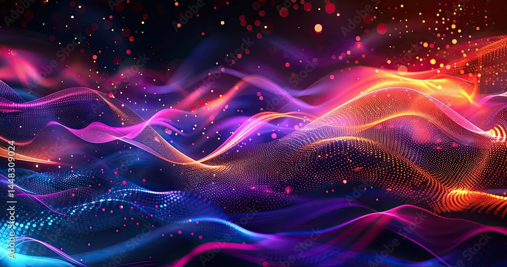 Poster abstract waves of vibrant colors and light create a dynamic visual experience.