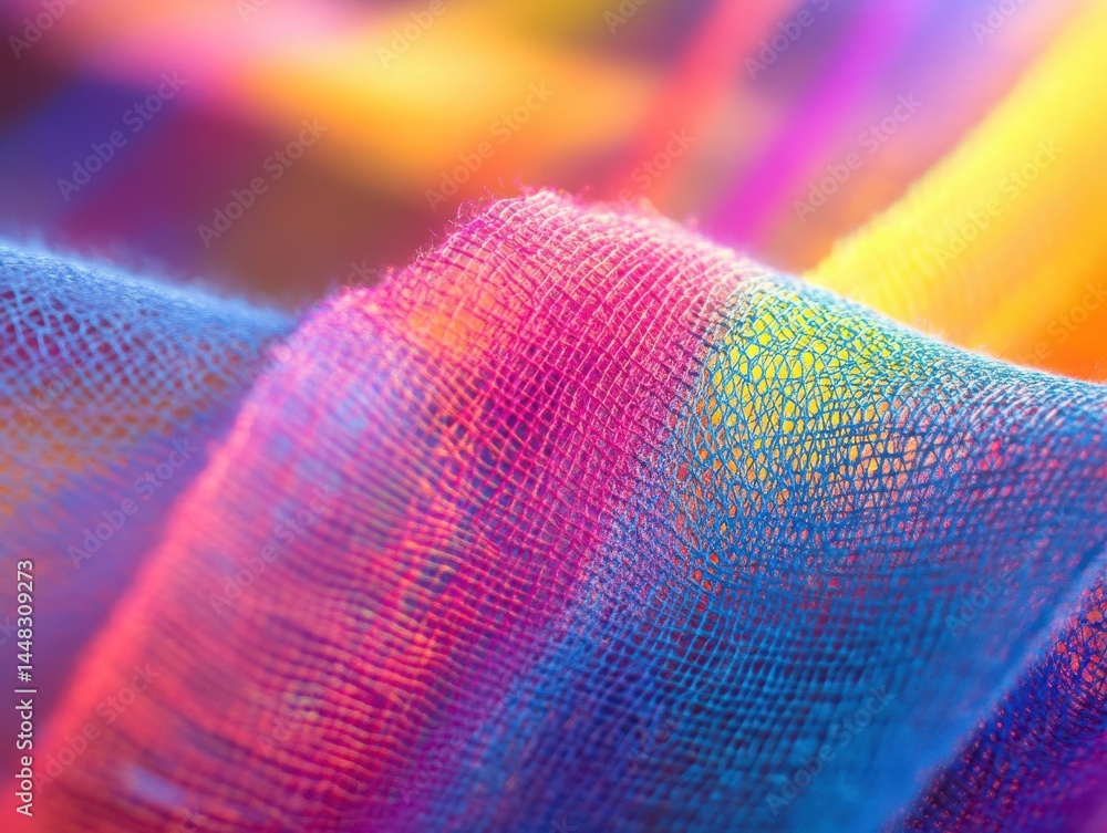 Fototapete pulsing haze flows behind neon fragmenting threads